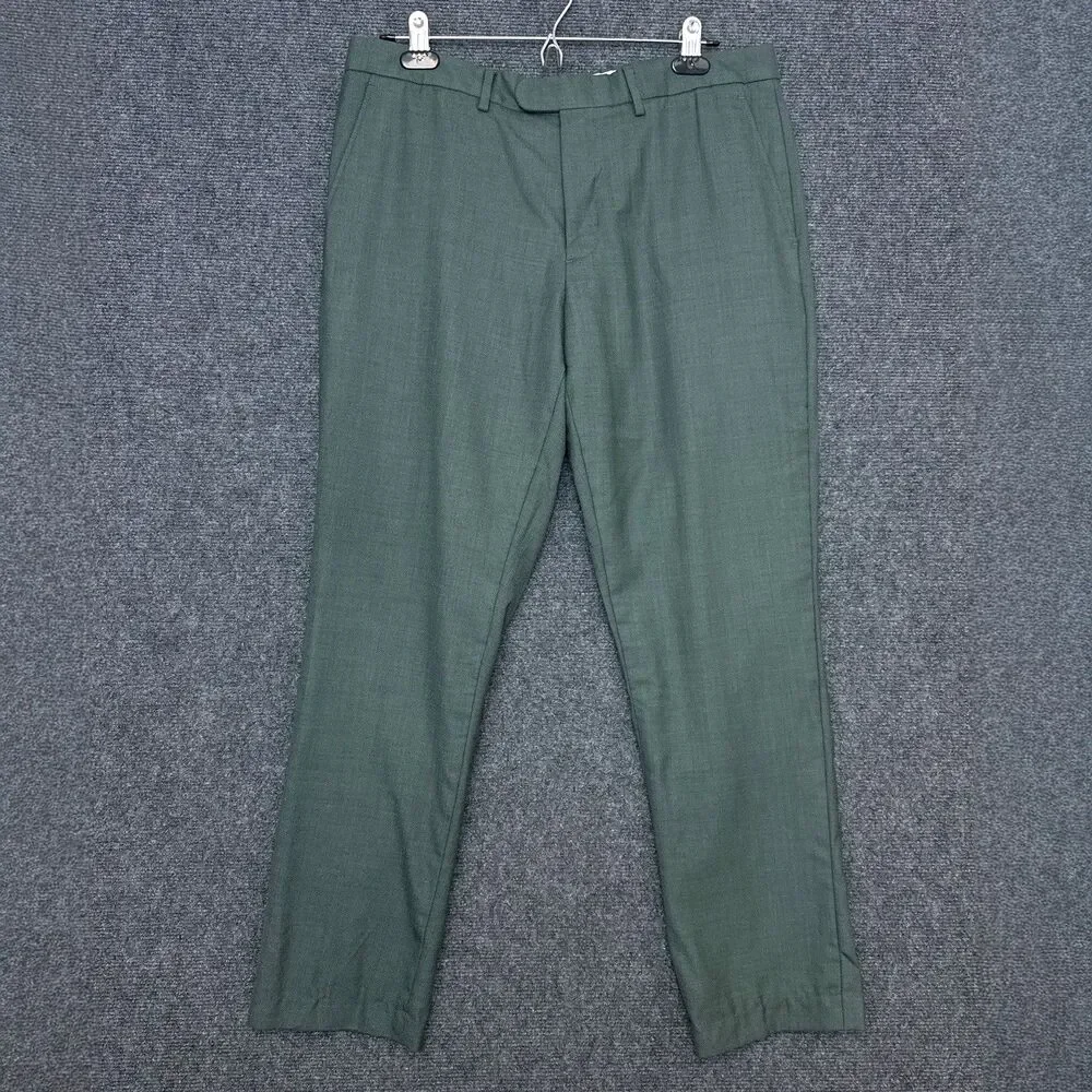 J.Crew Bowery Dress Pants Mens 33/30 Olive Green Wool Slim Fit G7124 Classic